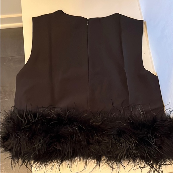 Rosedress Black Feather Trim Sleeveless Top- Size Large - Picture 2 of 5